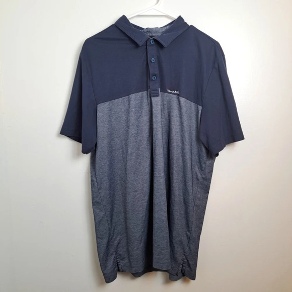 Travis Mathew Blue Colorblock Pima Cotton Blend Sporty Short Sleeve Polo Sz XL - Picture 1 of 8